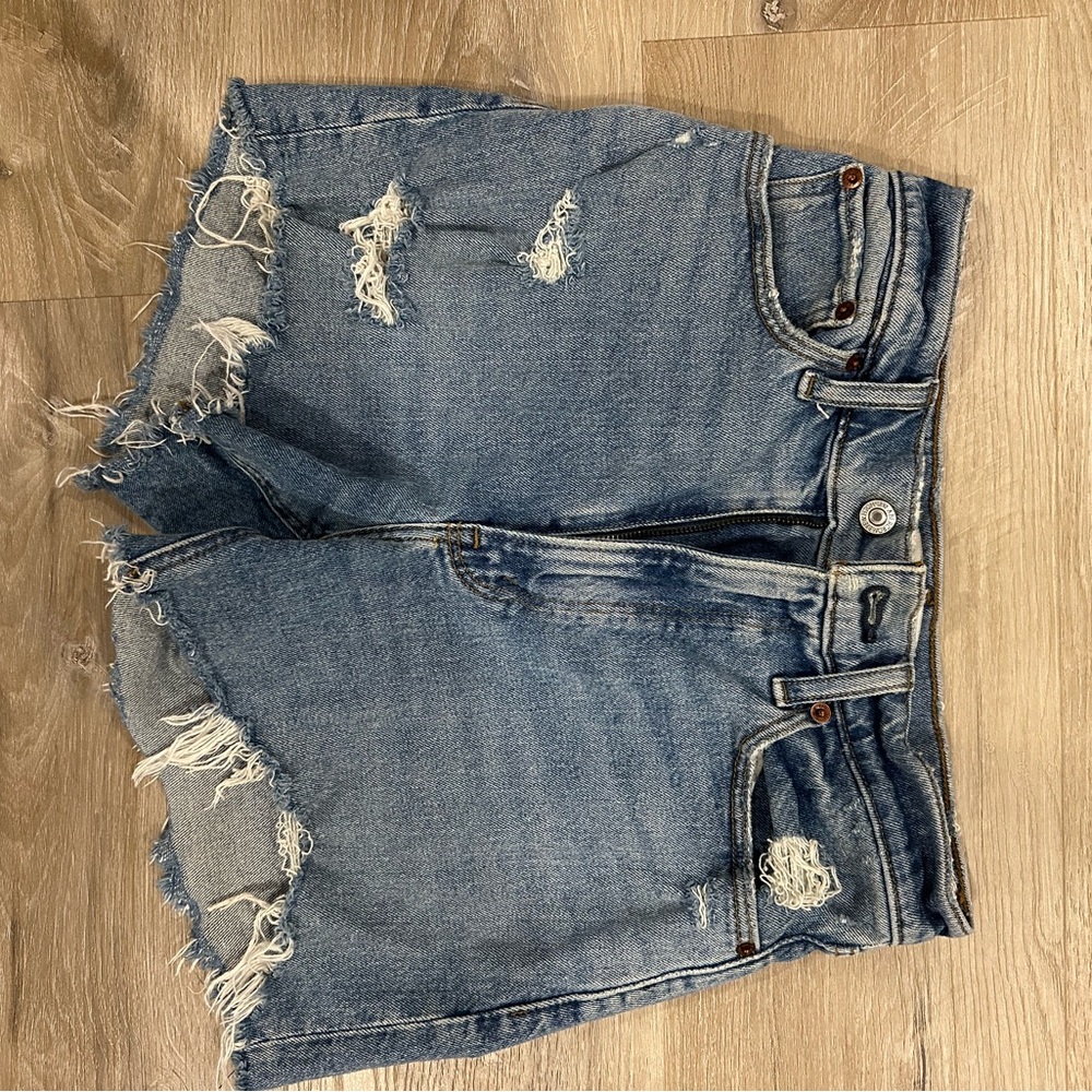 Abercrombie & Fitch Blue Distressed Jean Shorts